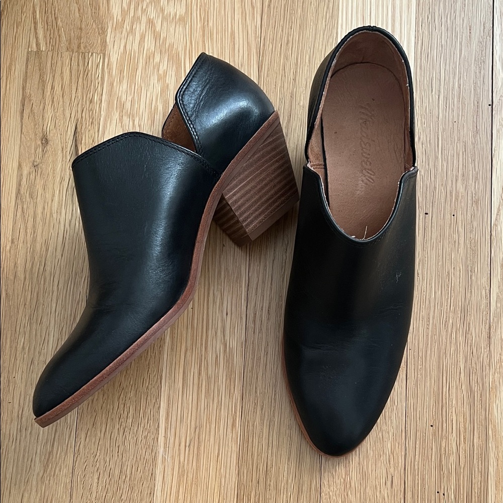 Madewell Gloria Black Leather Bootie Shoes